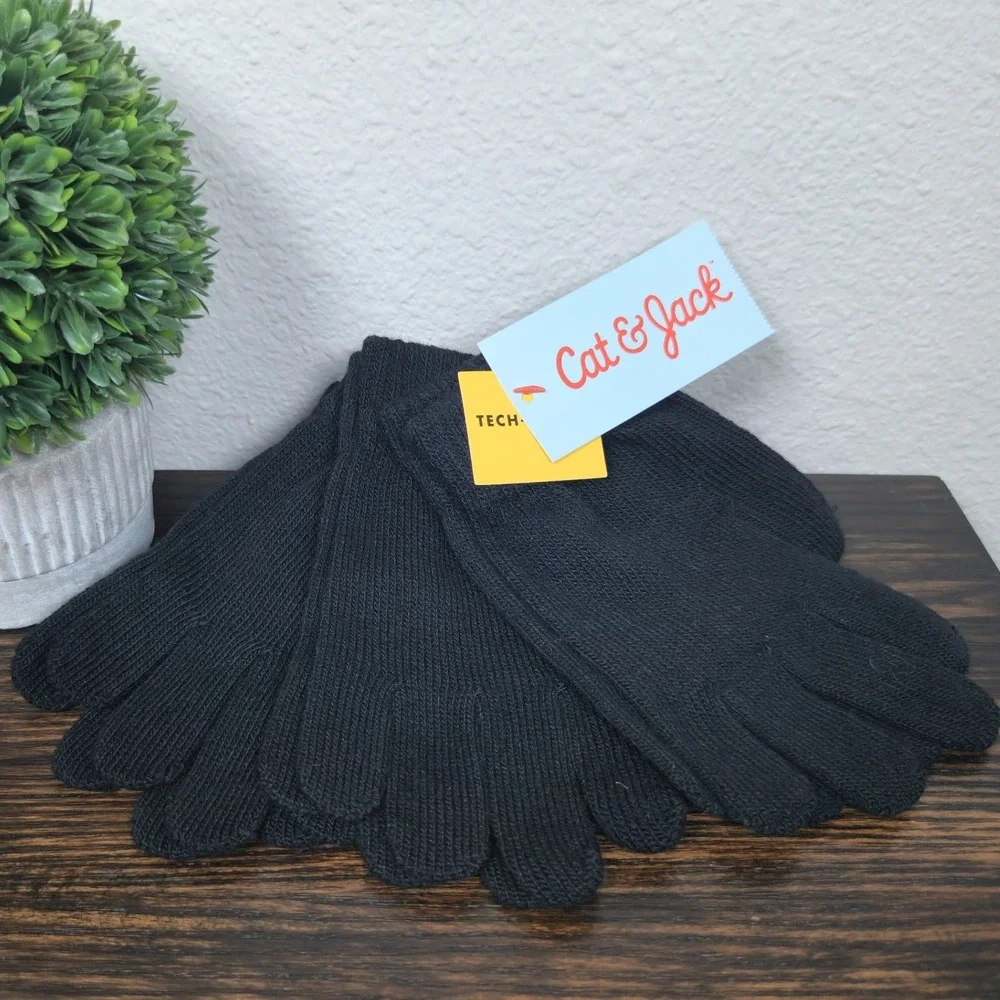 Cat Jack Black OSFM‎ 3 Pack Tech Touch Gloves Kids Youth Winter Warm